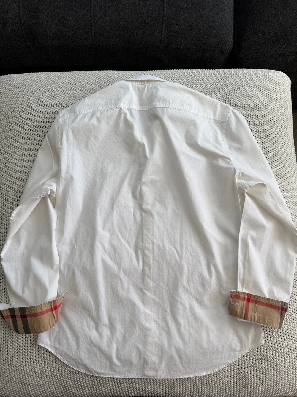 Burberry Brit White Button-Down Shirt with Signature Check Cuffs